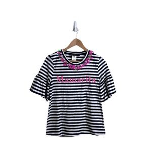 Josefina By Vero Solis Mamacita Stipe Beaded Graphic Top